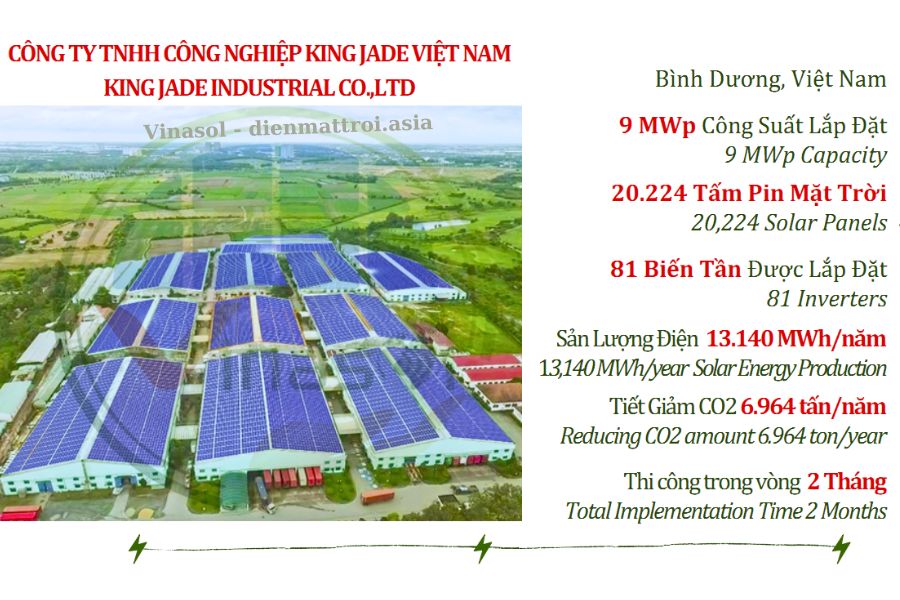 Dự án lắp điện năng lượng mặt trời cho doanh nghiệp King Jade