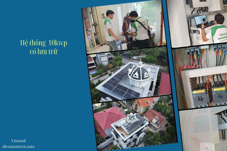 Lắp điện năng lượng mặt trời cho khách hàng 10kw có lưu trữ