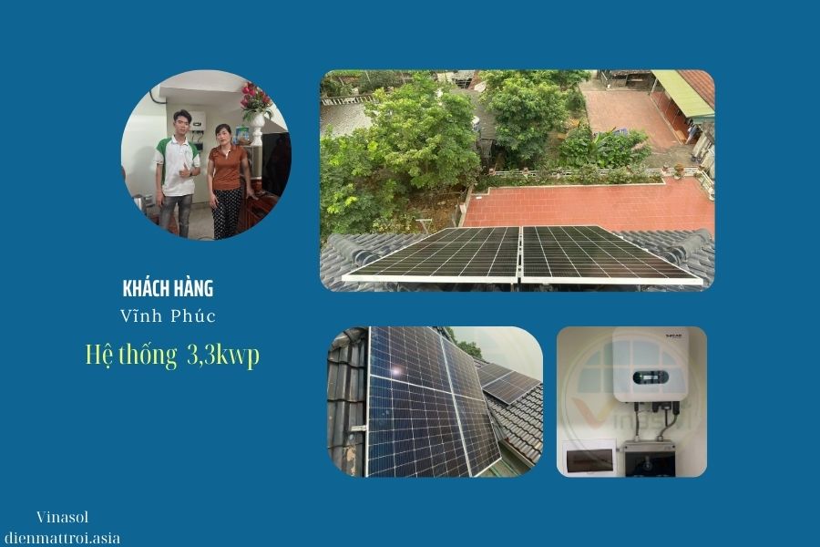 Lắp hệ Máy phát điện năng lượng mặt trời 3kw tại Vĩnh Phúc