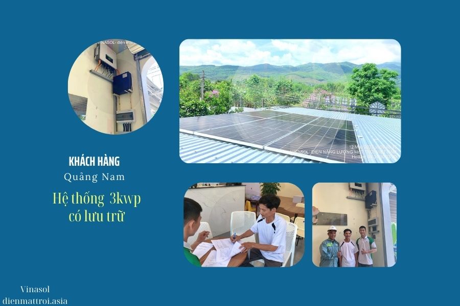 Lắp hệ Máy phát điện năng lượng mặt trời 3kw Hybrid tại Quảng Nam