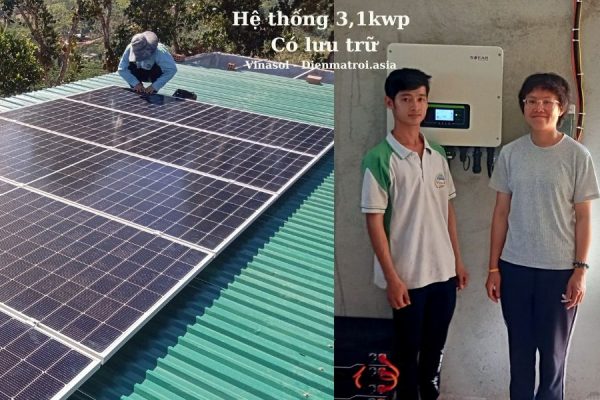 Lắp đặt điện năng lượng mặt trời cho gia đình hệ 3.1kwp có lưu trữ